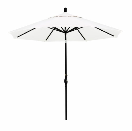 California Umbrella 9-Feet Olefin Fabric Aluminum Push Button Tilt Market Umbrella with Black Pole, White