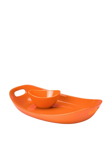 Rachael Ray Stoneware Chip n' Dip Serving Platter, 2-Piece, Orange