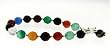 Faceted Multi-Color Agates and Sterling Silver Bracelet with Swarovski Crystal