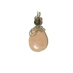 Rose Quartz Pendant 01 Wire Wrap Pink Ruby Zoisite Green Silver Gemstone 2