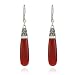 Sterling Silver Marcasite and Carnelian Elongated Wire Earrings