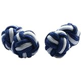 Navy & White Silk Knot Cufflinks
