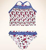 Square Neck Floral & Spot Frill Bikini