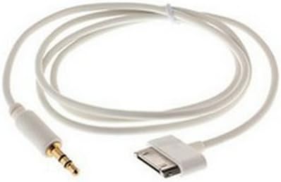 Ayangyang 1m 3ft White Dock to AUX 3.5mm Audio Cable for Iphone Ipod 3.5mm Male to 30pin Male Vehicle-mounted Audio Cable Packet of 3