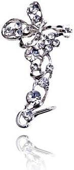Suravitshop @@Lureme Fancy Crystals Bowknot Ear Cuff Silver