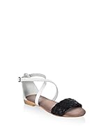 JULIE JULIE Sandalias planas (Negro / Blanco)