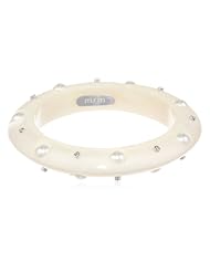 Miriam Salat Pearl and Cubic-Zirconia Stud Bangle Bracelet, 3.5"