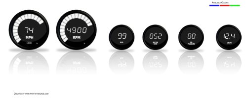 Set of 6 Digital Gauges From Intellitronix in White