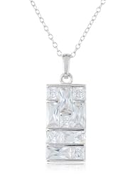 Sterling Silver Simulated Diamond Baguette Pendant Necklace, 18"