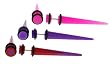 Set of 3 Acrylic Fake Tapers - Pink, Purple, Purple and Red with Purple Star Logo - 16g Wire Stud - 2g Fake Taper - 3 Pairs