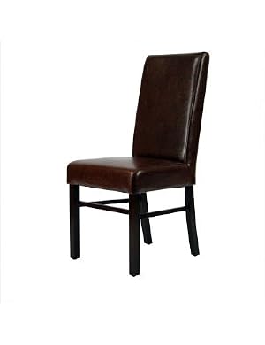 Classic Leather Side Chair in Distressed Brown (Set of 2)