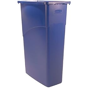 Slim Jim Trash Receptacle, 23 gallon, Blue, 23 1 8 x 11 x 30 RUB354000BLU