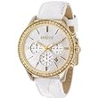 DKNY #NY4814 Women's Oversized White Leather Strap MOP Dial Chronograph Watch
