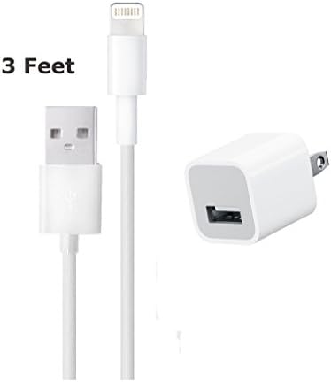 Apple Charger - 3 FEET 8 Pin Sync and Charge Lightning Cable iPhone 6s 6s plus 6 6 plus 5s 5 iPod Touch Retina Display iPad Pro iPad Mini iPad Air (3 ft) with Wall Charger