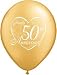 (12) 50th Anniversary Latex Balloons 11" Gold Color and Heart Design