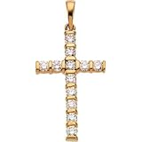14K Yellow Gold Diamond Cross Pendant