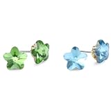 Betsey Johnson Earrings Blue And Green Flower 