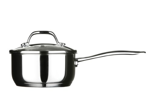 Premier Housewares Tenzo 16 cm Mirror Stainless Steel Saucepan with Glass Lid, 0.6 mm