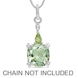 3.5ct. Natural Green Amethyst, Peridot & White Topaz 925 Sterling Silver Pendant