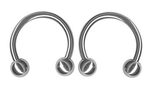 Pair of 18g Circular Barbells-Basic Stainless Steel Horseshoe Cartilage Earring-Lip Hoop-18 gauge Earring