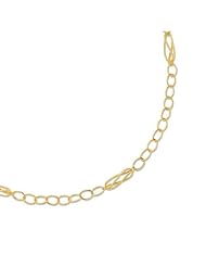 14K Yellow Gold 38" 7.0mm Oval Tube Polish And Double Textured Long Oval Link Fancy Necklace With Pear Shape Clasp
