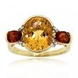 Orange Citrine, Madeira Citrine & Diamond Ring in 14K Yellow Gold