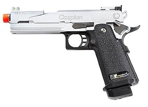 Caspian Arms WE Hi-Capa 5.1 Dragon GBB - Silver w/Rubber Grips Airsoft Pistol