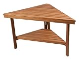 LuxExclusive Burmese Teak Corner Shower Bench With Shelf LUX-TBC-3047S-30-22