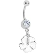 White Cubic Zirconia Poppy Belly Ring