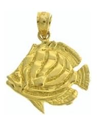 Dazzlers Solid 14 karats Gold Angelfish Charm Pendant available in three colors from jewelsberry (weights: 1.6 grams only)