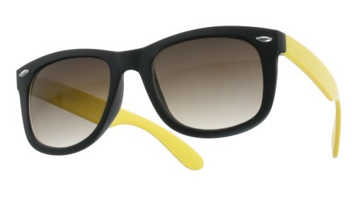 Neon Retro Wayfarer Sunglasses [2793] - Black / Neon Yellow Arm