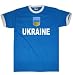 Ukraine T-Shirt im Trikot Look + Wappen S-XXL blau/weiss S