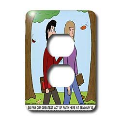 Rich Diesslins Funny Religious Light Cartoons - Test of Faith at Seminary in the Form of Student Loans - Light Switch Covers - 2 plug outlet cover