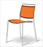 Euro Style 365838 Stell Dining Chair Orange/Chrome 2 Pack