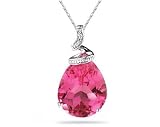 10.25ct Pear Shaped Pink Topaz & Diamond Pendant in 10K White Gold