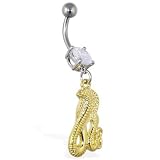 Navel ring with dangling gold color cobra