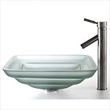 IMAGE OF Square Frosted Oceania Glass Sink and Sheven Faucet Faucet Finish: Oil Rubbed Bronze