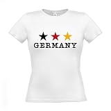WOMAN T-Shirt - Germany mit drei Sternen in SCHWARZ ROT GOLD - XS S M L XL XXL