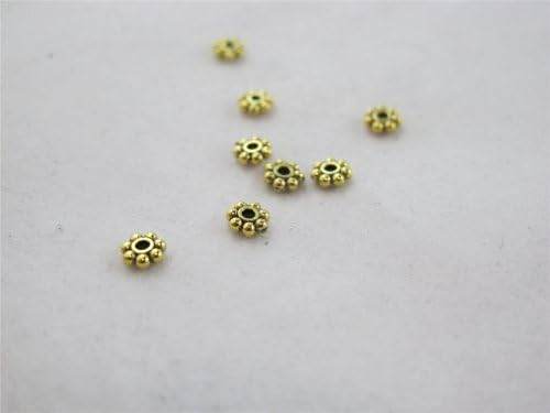 DUMAN 500pcs Antique Gold Daisy Spacer Metal Beads 5mm Jewelry Making