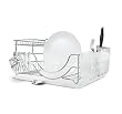 simplehuman Flip-Top Dishrack with Bamboo Knife Block, Stainless Steel