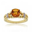 Genuine Citrine & Diamond Ring in 14K Solid Yellow Gold - Split Shank
