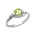 7x5MM 0.90 CT Peridot & Diamond Ring In Sterling Silver In Size 7 (Available in Sizes 6 - 9)