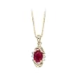 14K Yellow/White Gold 0.06 ct. Diamond and 7/8 ct. Oval Shaped Ruby Pendant with Chain