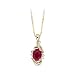 14K Yellow/White Gold 0.06 ct. Diamond and 7/8 ct. Oval Shaped Ruby Pendant with Chain