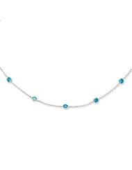 Sterling Silver 18in Aqua CZ Necklace. Metal Wt- 2g