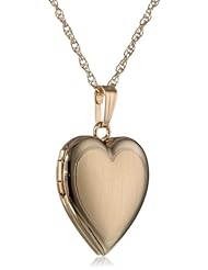 14k Yellow Gold Filled Heart Satin Center and Polished Edge Locket Necklace, 18"