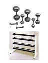 Pair of 5-75 Pound Hex Dumbbells with Dumbbell Rack