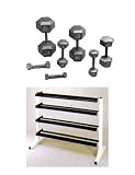 Pair of 5-75 Pound Hex Dumbbells with Dumbbell Rack