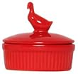 Stoneware Pottery Red Pate Dish with Goose Top Cover 5"L, 4.75"W, 2"H Set of 2