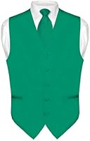 Vesuvio Napoli Men's Vest NeckTie Set EMERALD Neck Tie for Suit Tuxedo